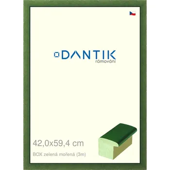 Rám na obraz DANTIK rámeček 42x59,4 | BOXzelená mořená (Plexi Čiré) (Vyrobeno s láskou u nás v DANTIKU)