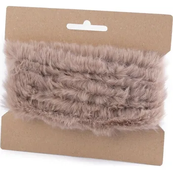 Oděvní / dekorační kožešinový proužek plochý, řezaný šíře 2 cm - béžová (10 ks)