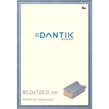 Rám na obraz DANTIK rámeček 80x120 | KOSTELNÍ malá modrá (Plexi Čiré) (Vyrobeno s láskou u nás v DANTIKU)