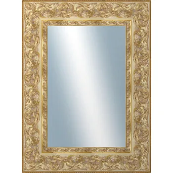 Zrcadlo DANTIK - Zarámované zrcadlo - rozměr s rámem cca 60x80 cm z lišty KŘÍDLO zdobné zlaté (2890)