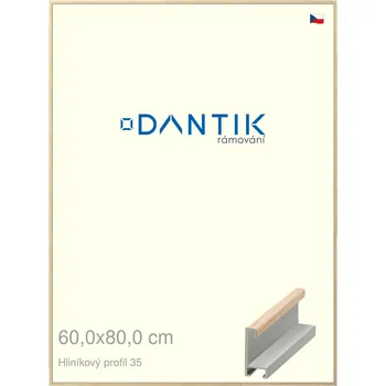 Rám na obraz DANTIK rámeček 60x80 | ALU profil 6035 Dýha dub raw (Plexi Čiré) (Vyrobeno s láskou u nás v DANTIKU)