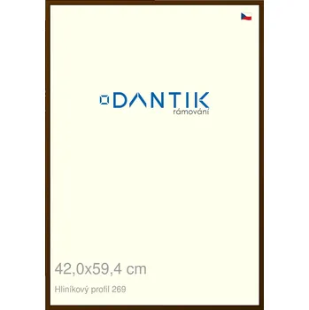 Rám na obraz DANTIK rámeček 42x59,4 | ALU profil 7269 Hnědá umbra broušená (Plexi Čiré) (Vyrobeno s láskou u nás v DANTIKU)