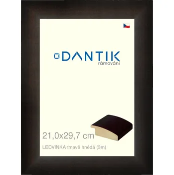 Rám na obraz DANTIK rámeček 21x29,7 | LEDVINKA tmavě hnědá (Sklo Čiré) (Vyrobeno s láskou u nás v DANTIKU)