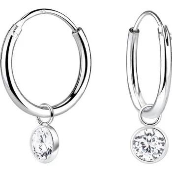Náušnice stříbrné náušnice kroužky s čirým Zirkonem 4 mm
