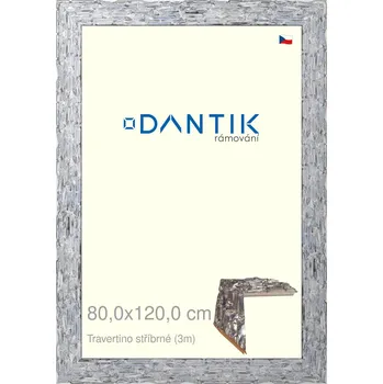 Rám na obraz DANTIK rámeček 80x120 | TRAVERTINO stříbrné (Plexi Čiré) (Vyrobeno s láskou u nás v DANTIKU)