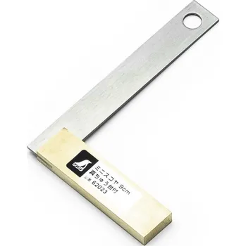 Úhloměr Nerezový mini úhelník SHINWA s robustní mosaznou základnou - 90 mm