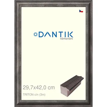 Rám na obraz DANTIK rámeček 29,7x42 | TRITON cín (Plexi Čiré) (Vyrobeno s láskou u nás v DANTIKU)