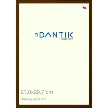 Rám na obraz DANTIK rámeček 21x29,7 | ALU profil 7269 Hnědá umbra broušená (Sklo Čiré) (Vyrobeno s láskou u nás v DANTIKU)