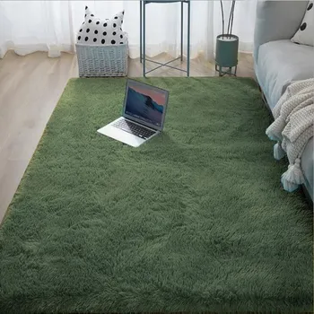 Koberec Koberec do obýváku měkký chlupatý - Tmavě zelená,50 x 80 cm (19,6 x 31,5 palce)