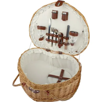 Piknikový koš Proutěný piknikový koš pro 2 osoby Heart, přírodní