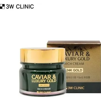 Pleťový krém 3W CLINIC Caviar &amp; Luxury Gold Rich Cream 100 ml - luxusní kaviárový výživný krém bohatý na zlato