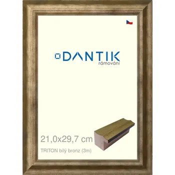 Rám na obraz DANTIK rámeček 21x29,7 | TRITON bílý bronz (Sklo Čiré) (Vyrobeno s láskou u nás v DANTIKU)