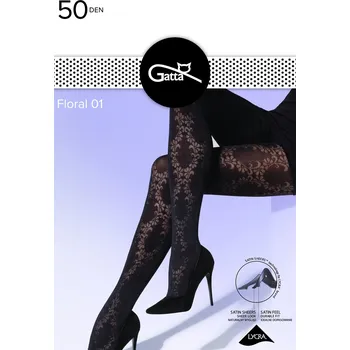 Dámské punčochy Silonkové punčocháče Gatta Floral 01 Barva: Černá, Velikost: S