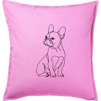 Polštář Francouzský buldoček černá kresba - Polštář 50x50 - 50x50 - Pouze potah ( Růžová )