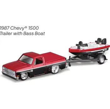 autíčko Chevrolet 1500 1987 + Trailer with Bass Boat (sběratelský model, určeno pouze k vystavení)