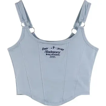 Dámský korzetový top s nápisy Barva: Modrá, Velikost: ONE SIZE