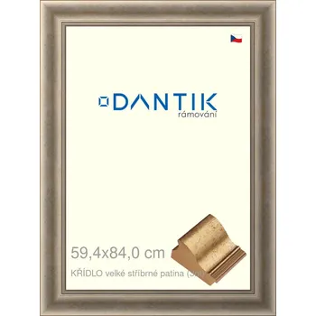 Rám na obraz DANTIK rámeček 59,4x84 | KŘÍDLO velké stříbrné patina (Plexi Čiré) (Vyrobeno s láskou u nás v DANTIKU)
