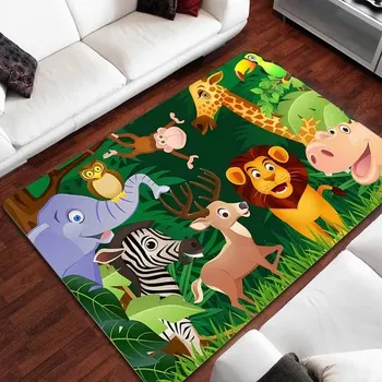 Koberec Dětský hrací protiskluzový koberec do pokoje | zvířata - 21,160 x 200 cm 63 x 79 palců