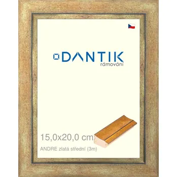 Rám na obraz DANTIK rámeček 15x20 | ANDRE zlatá střední (Sklo Čiré) (Vyrobeno s láskou u nás v DANTIKU)