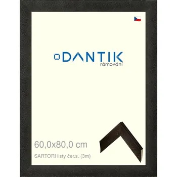 Rám na obraz DANTIK rámeček 60x80 | SARTORI listy čer.s. (Plexi Čiré) (Vyrobeno s láskou u nás v DANTIKU)