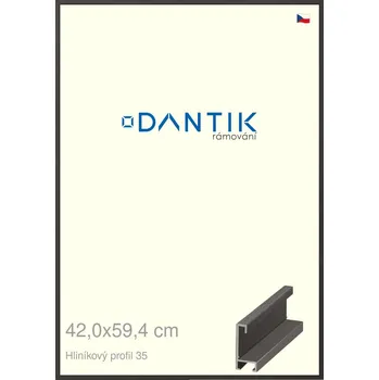 Rám na obraz DANTIK rámeček 42x59,4 | ALU profil 6035 Dýha černá (Plexi Čiré) (Vyrobeno s láskou u nás v DANTIKU)