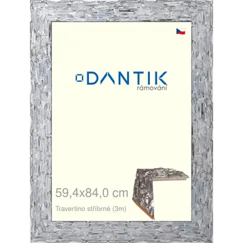Rám na obraz DANTIK rámeček 59,4x84 | TRAVERTINO stříbrné (Plexi Čiré) (Vyrobeno s láskou u nás v DANTIKU)