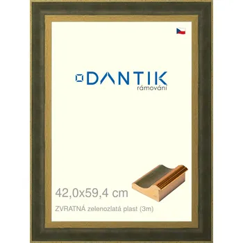 Rám na obraz DANTIK rámeček 42x59,4 | ZVRATNÁ zelenozlatá plast (Plexi Čiré) (Vyrobeno s láskou u nás v DANTIKU)