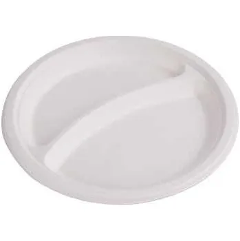 Jednorázové nádobí talíř kulatý z cukrové třtiny 2-dílný, pr. 225 mm (50 ks/balení)