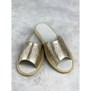 Dámské pantofle Dámské otevřené papuče zlaté model 71, VELIKOST 38