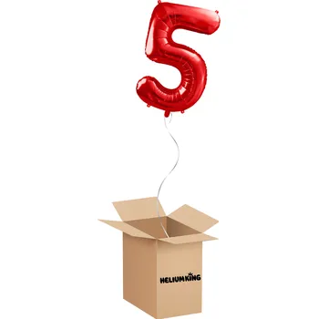 Party dekorace HeliumKing Balónový box - Narodeninové číslo 5 červený 86 cm