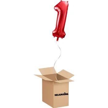 Party dekorace HeliumKing Balónový box - Narozeninové číslo 1 červený 86 cm