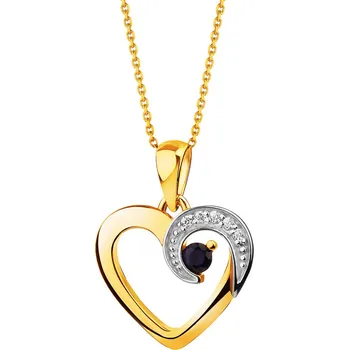 Přívěsek Zlatý přívěsek se syntetickým safírem a zirkony - srdce - Z-770.02