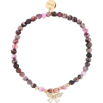 Náramek Pozlacený náramek z mosazi s acháty a zirkony - motýl - AR533-6935