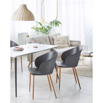 Jídelní židle Sada 2 jídelních židlí, černé, plastové, kovové nohy, moderní Beliani