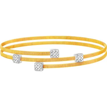 Náramek Zlatý pevný náramek se zirkony bez zapínání - AP532-4545