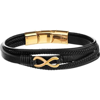 Náramek Náramek z ušlechtilé oceli a kůže - nekonečno - AZ533-7603