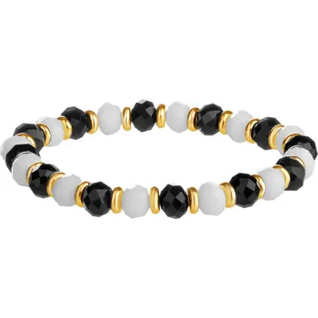 Náramek Pozlacený náramek z mosazi se skleněnými detaily - AR532-7568