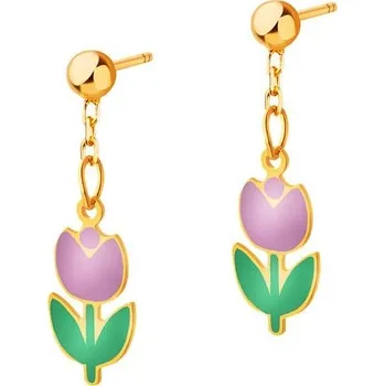 Náušnice Zlaté náušnice se smaltem - květy - AP533-7113