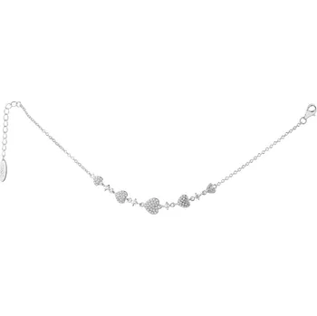 Náramek Stříbrný náramek se zirkony - srdce - AP531-9383