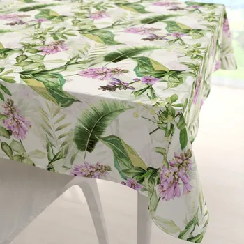 ubrus Sametový čtvercový ubrus Tamara TMR-035 Fialové zvonky s listy na bílém 40x40 cm