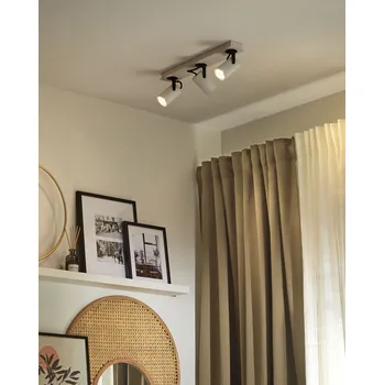 Osvětlení Stropní lampa bílá černá kovová 3 žárovky nastavitelná moderní industriální Beliani