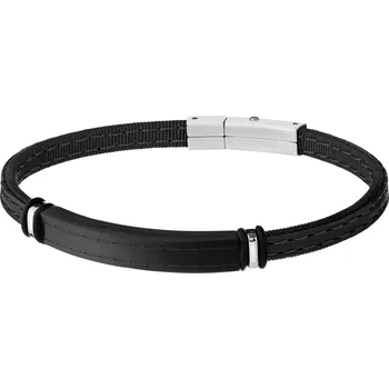 Náramek Náramek z ušlechtilé oceli s kůží - AZ532-4117