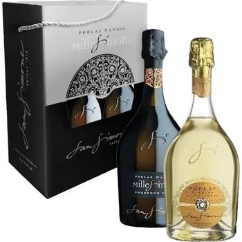 Dárkový potravinový koš San Simone Dárkový balíček šumivé víno PERLAE NAONIS & PERLAE BIANCHE objem: 1,5 L Prosecca v luxusním obalu