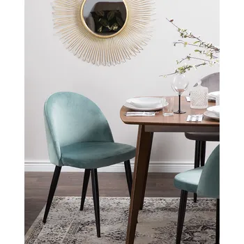 Sada 2 jídelních židlí zelené sametové čalounění moderní retro design šikmé černé nohy kuchyň jídelna Beliani