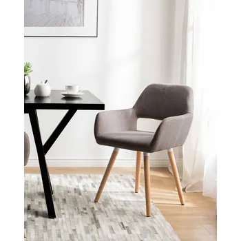 Obývací stěna Sada 2 židlí hnědých čalouněných dřevěné nohy obývací pokoj jídelna retro přechodný styl Beliani