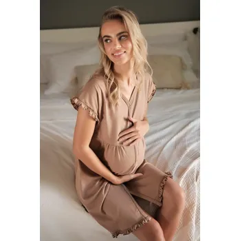 Dámská móda Světle hnědá těhotenská košile z organické bavlny Velikost: L