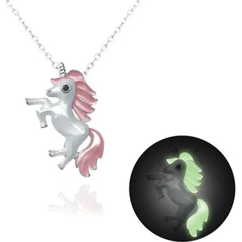 Řetízek Dětský stříbrný řetízek ankr se svítícím jednorožcem JMAD0011PN38