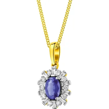 Přívěsek Zlatý přívěsek s diamanty a safírem - ryzost 585 - 172.133