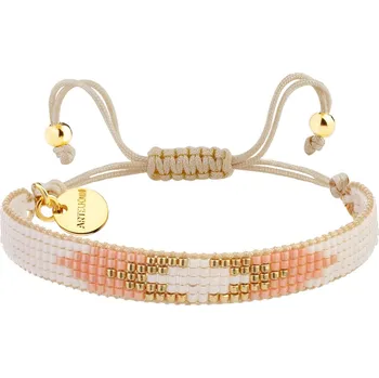 Náramek Náramek s prvky z pozlacené mosazi a skleněnými korálky - AR537-8793