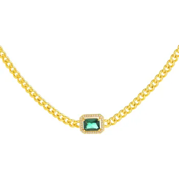 Náhrdelník Pozlacený náhrdelník z mosazi se zirkony - AR536-3489